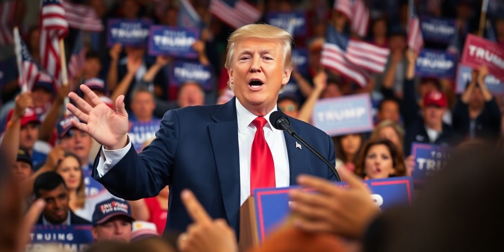 Donald Trump at a campaign rally with supporters.