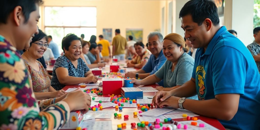 Players enjoying Bingo in Dumaguete, Philippines.