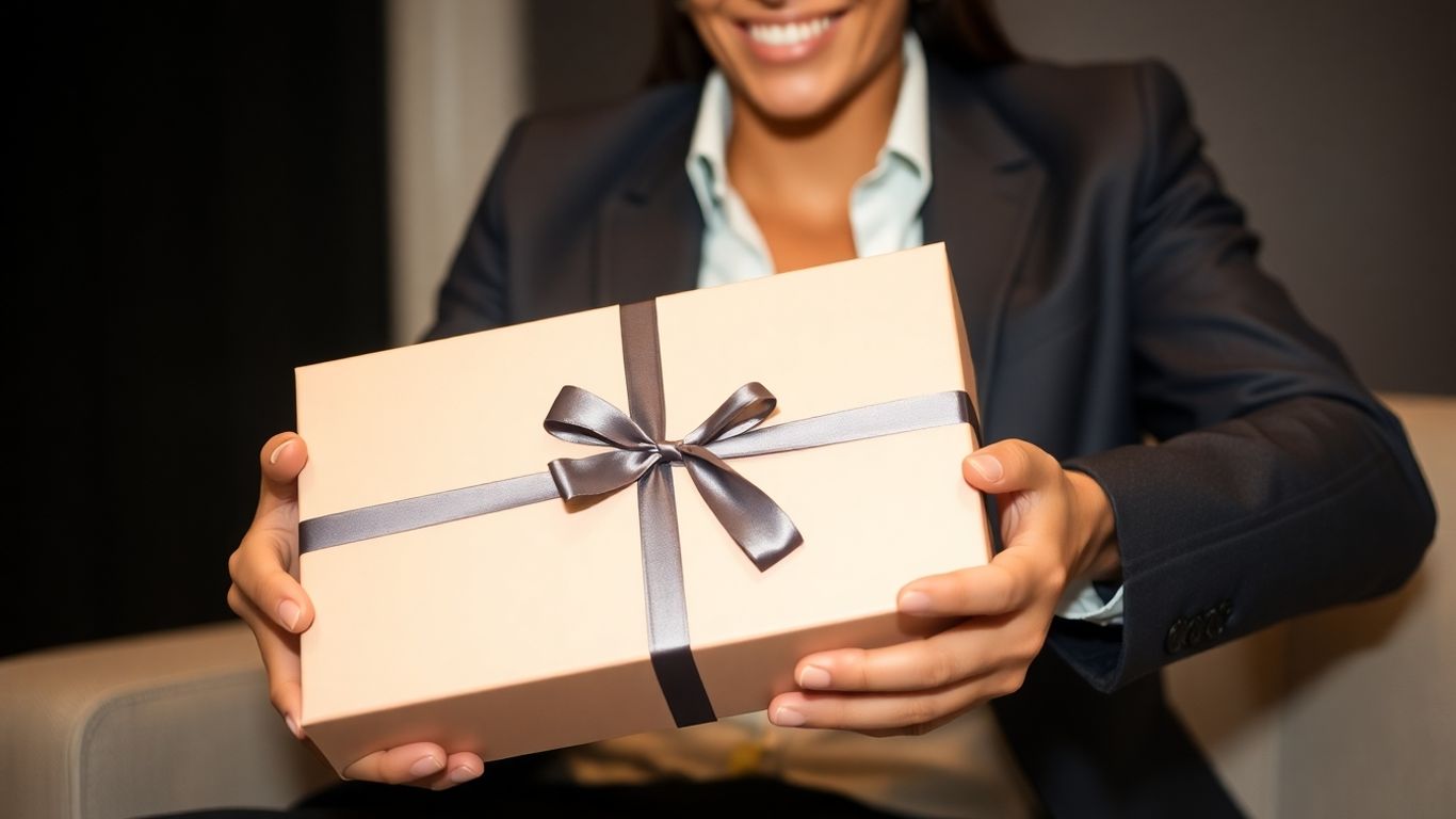 Fashionable person receiving exclusive gift box