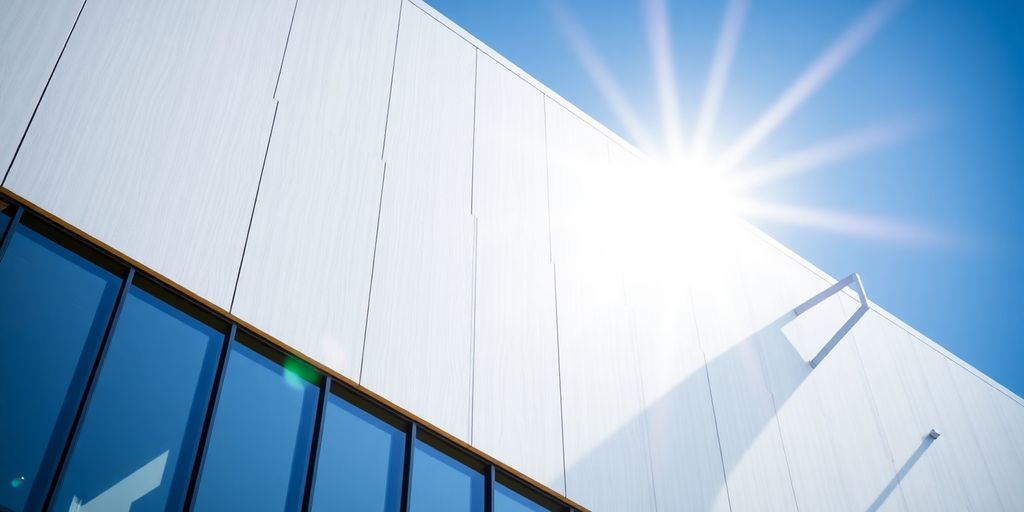 Modern PU sandwich panels on a commercial building exterior.