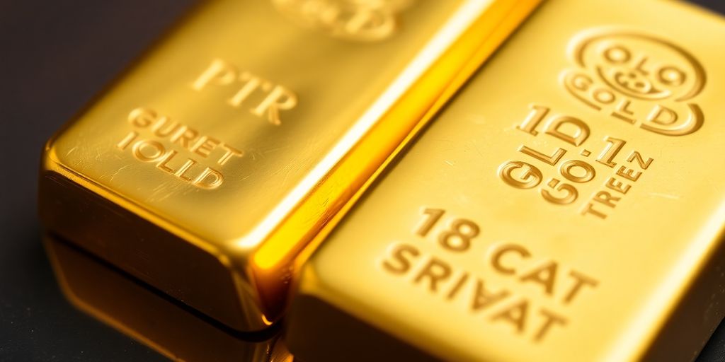 Deux lingots d'or, un pur et un 18 carats.