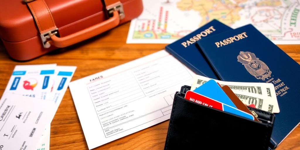 Reisedokumente und Geld für USA-Reise