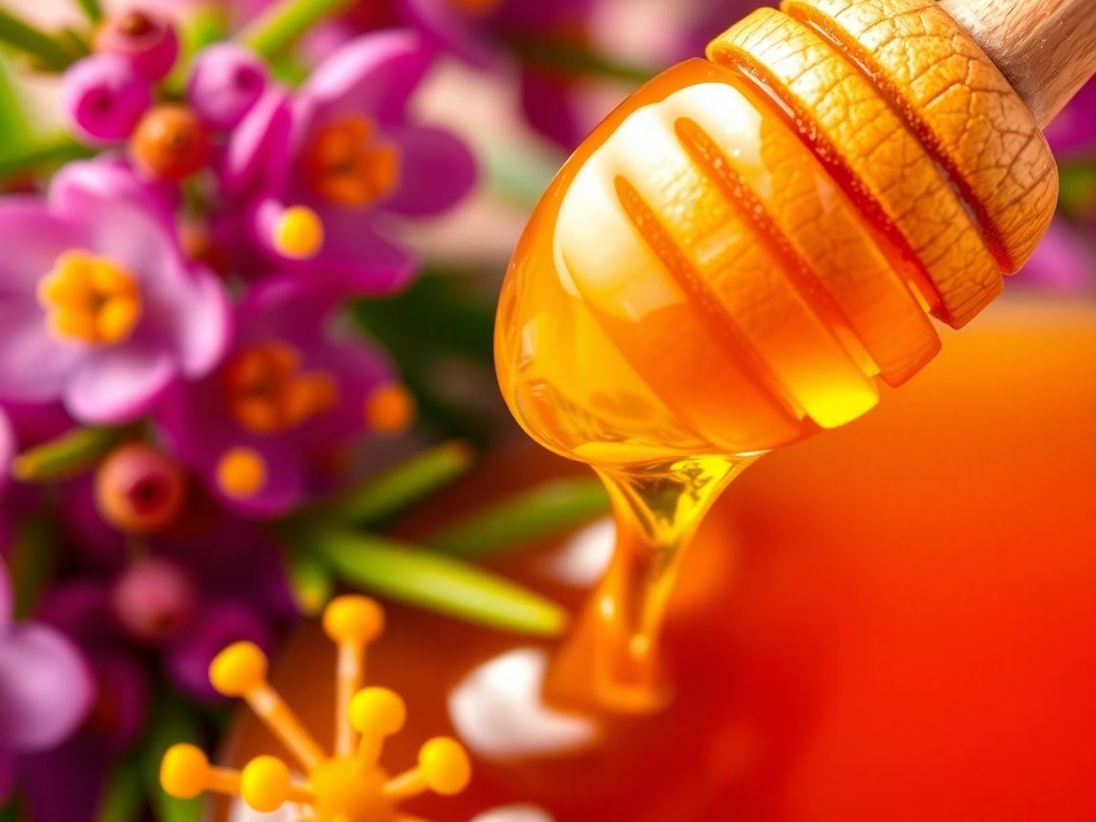 عسل الأكاسيا مع زهور الأكاسيا الخضراء