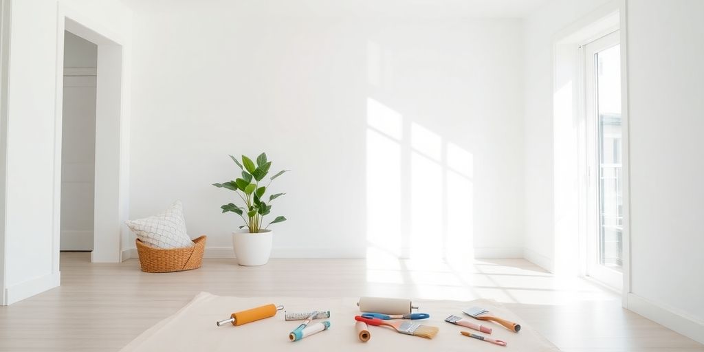 Freshly painted room, bright and inviting.
