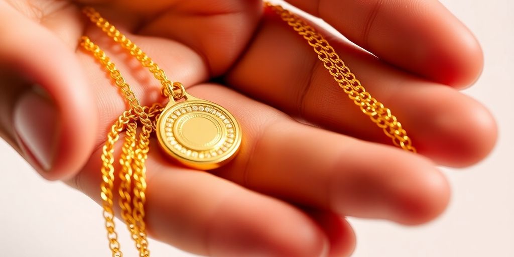 Main tenant des bijoux en or brillants chez Goldmarket