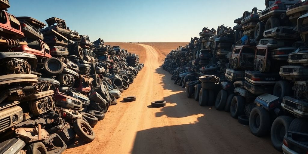 Used Skoda car parts in Australian junkyard.