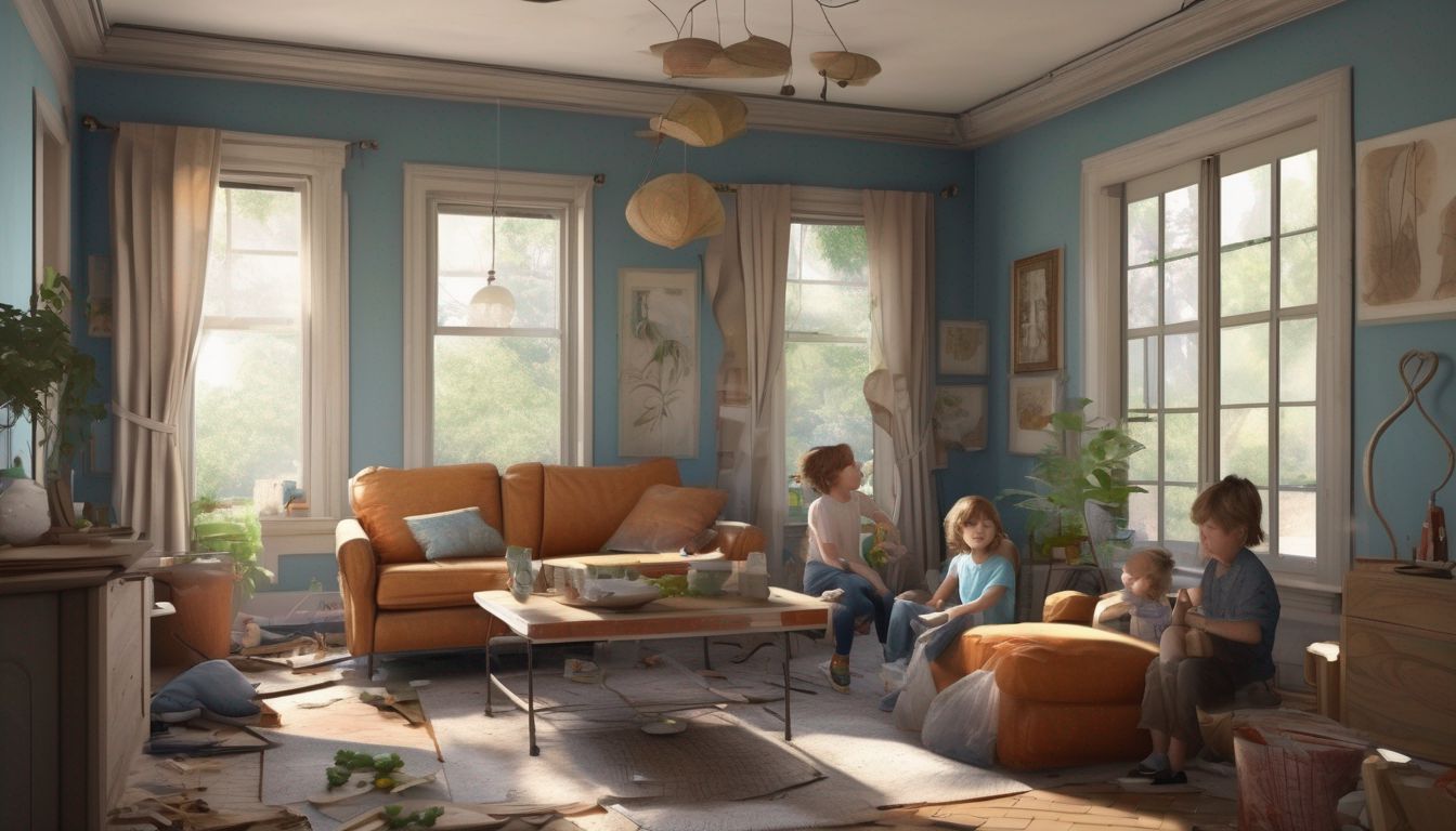 family living in a house under renovation