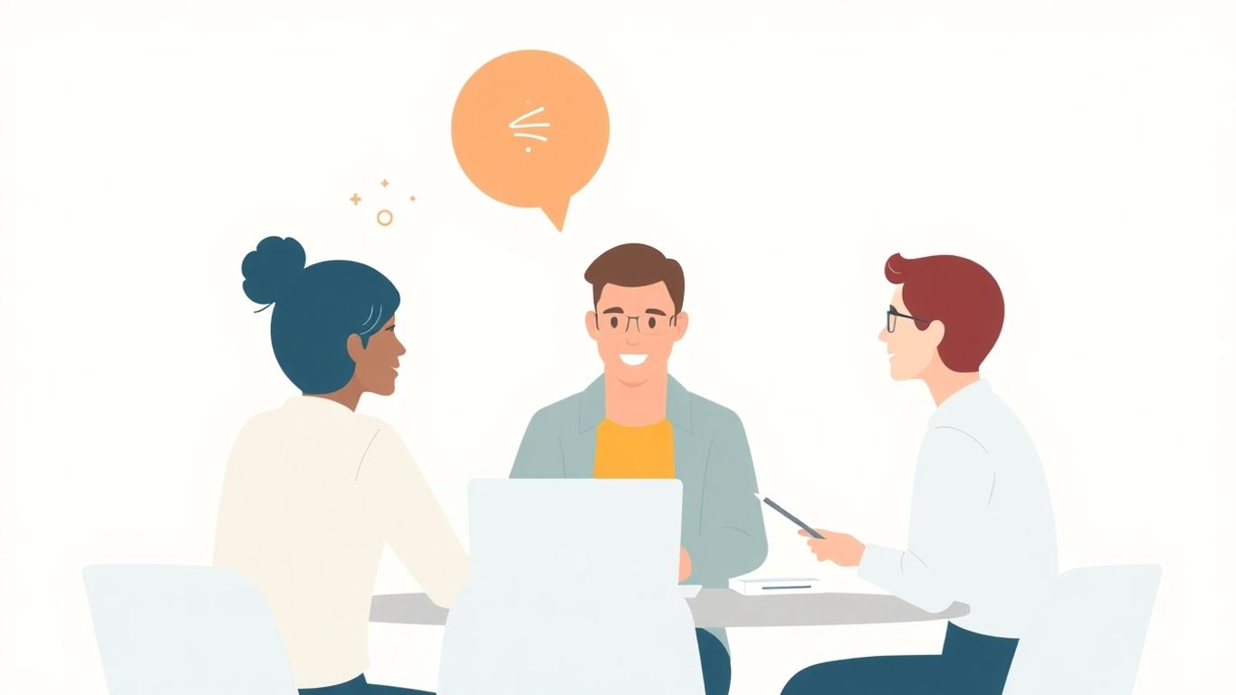 Illustrasjon av team som utvikler markedsstrategier.