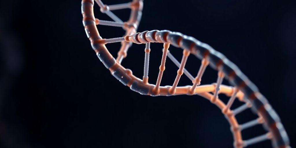 DNA helix with glowing highlights.