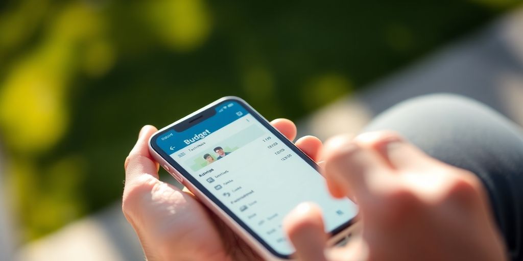 A person using a smartphone to manage finances.