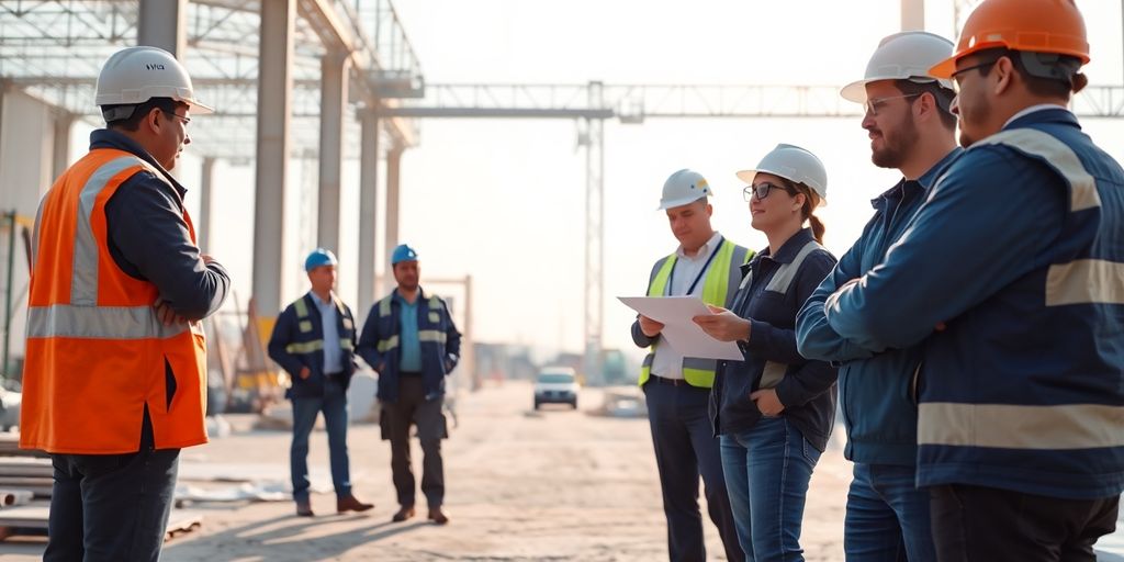 Verjährung im Werkvertrag: Typische Praxisfragen und Antworten Bauprofis überprüfen Qualität auf einer Baustelle.