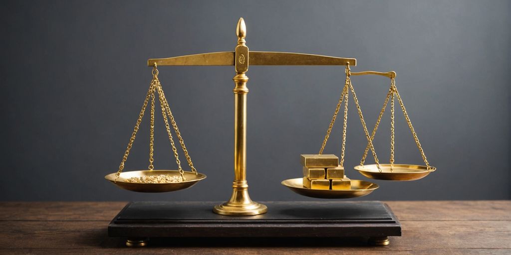 Scale balancing gold and art for investment.