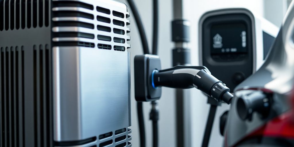 Inverter connecting to electric car charger.
