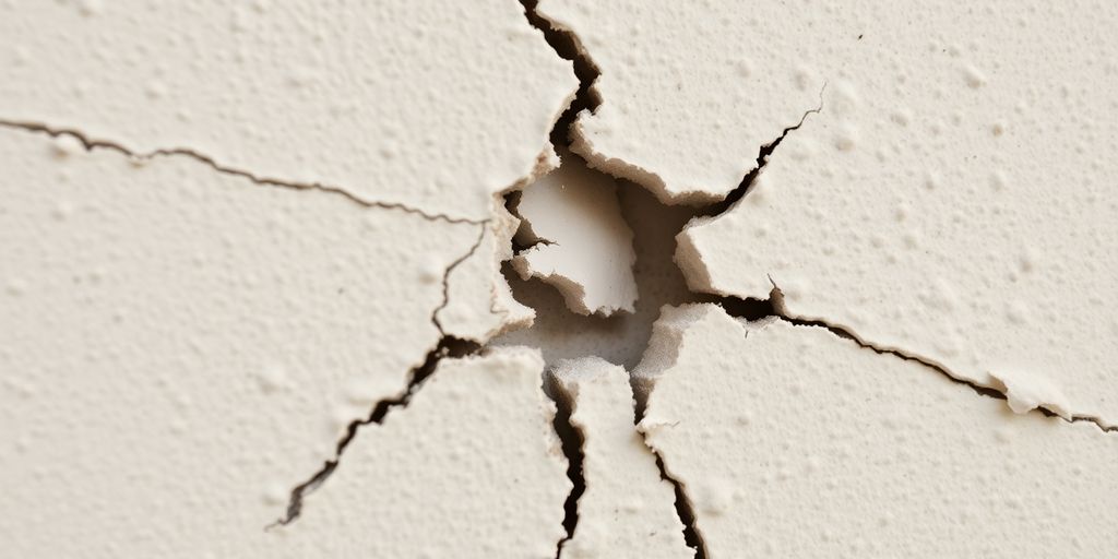 Close-up of a cracked wall needing repair.