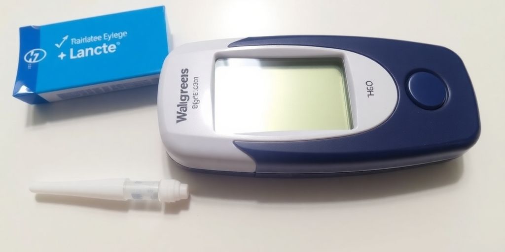Walgreens blood glucose meter and lancet.