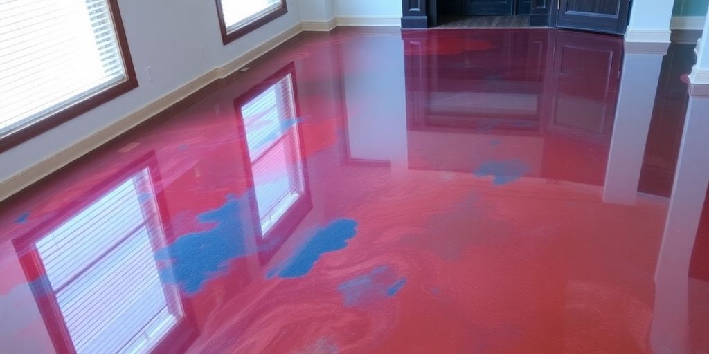 Modern home with a glossy, vibrant epoxy floor.