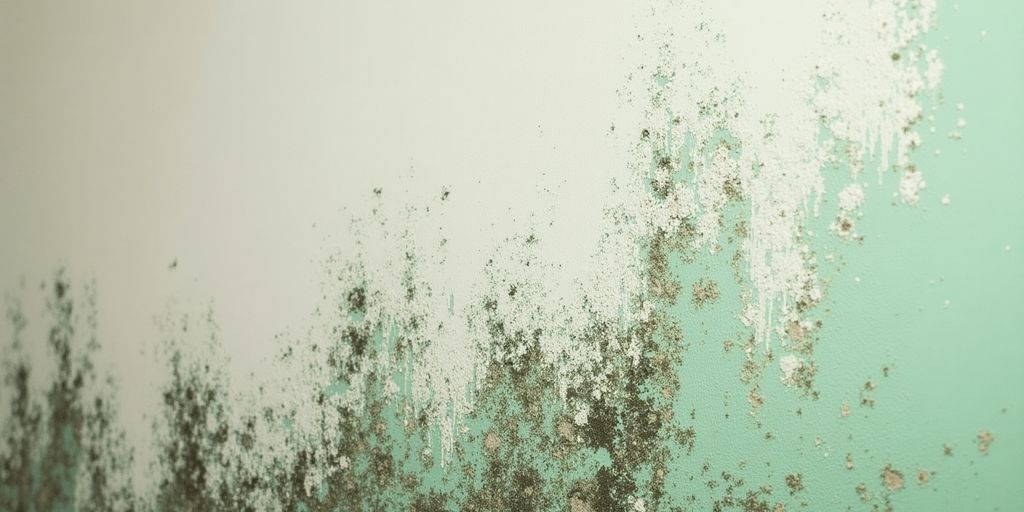 Moldy wall with green and black patches.