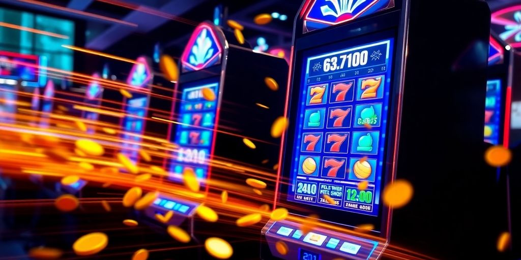 ภาพสล็อตทันสมัย ฝากถอนอัตโนมัติ รวดเร็ว แสงสีทอง