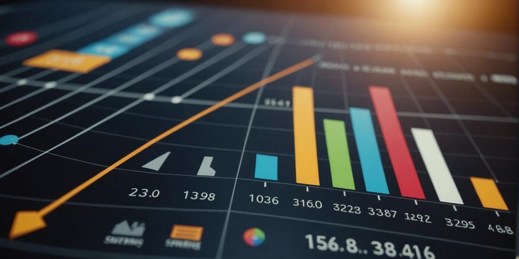 Marketing strategy success graph with icons and charts