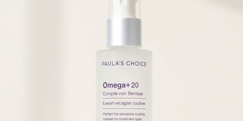 Bottle of Paula’s Choice Omega+ Complex Serum on display.
