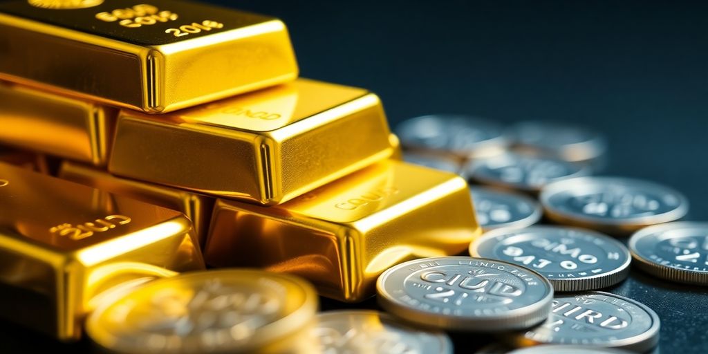 Lingots d'or et pièces d'argent