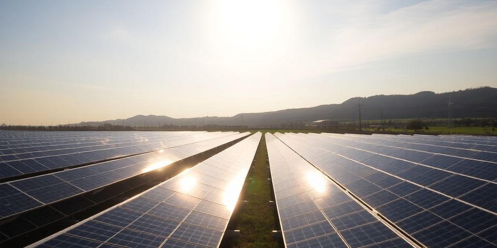 Usine solaire Fos-sur-Mer avec panneaux photovoltaïques.