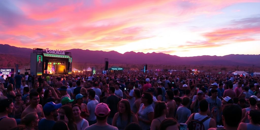 Crowd enjoying music at Coachella Valley Music Festival 2025.