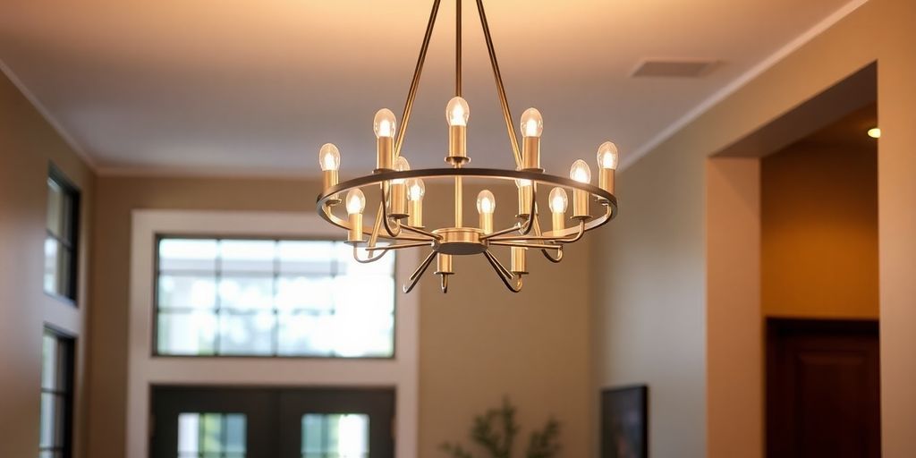 Modern foyer chandelier in a stylish entryway.