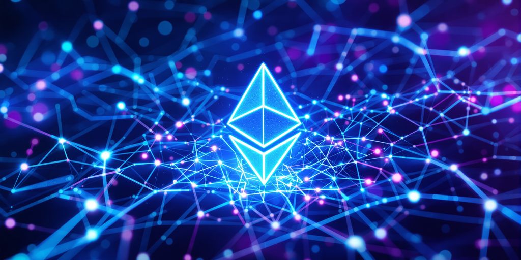 Ethereum logo with AI neural network connections