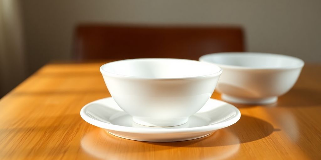 Soucoupes en porcelaine, petits détails élégants.