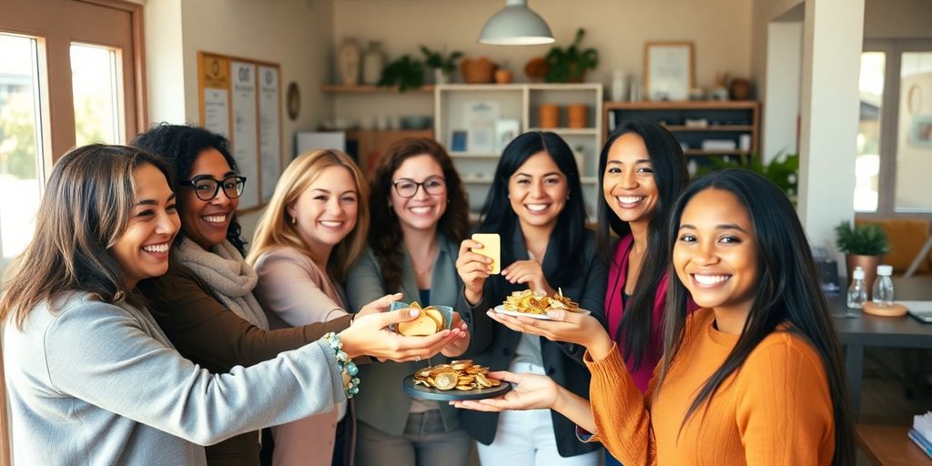 Des donateurs heureux donnant de l'or à une organisation.