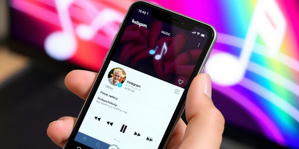 Person using Instagram music feature on phone