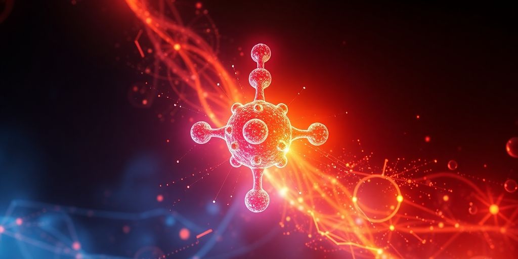 Glowing cocuten molecule, futuristic, advanced technology concept