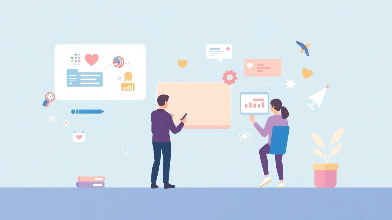 Moderne illustrasjon av digital markedsføring og innovasjon.