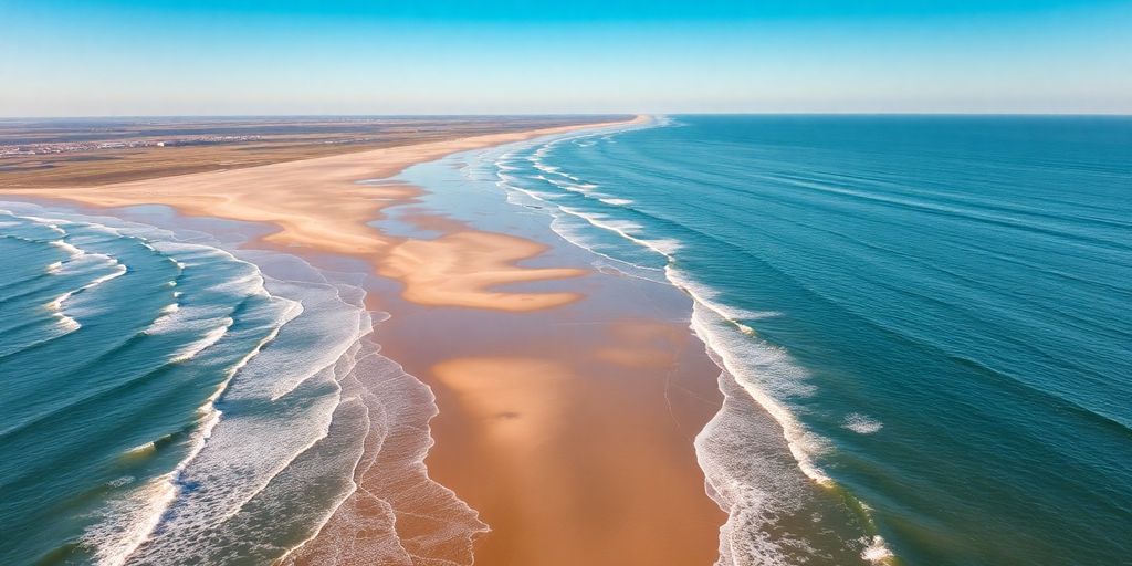 Vue aérienne des plages de la Mer du Nord.