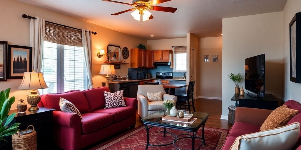 Warm interior of an attractive rental property.
