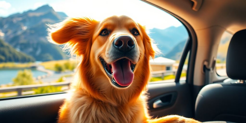 Pet dog looking out car window
