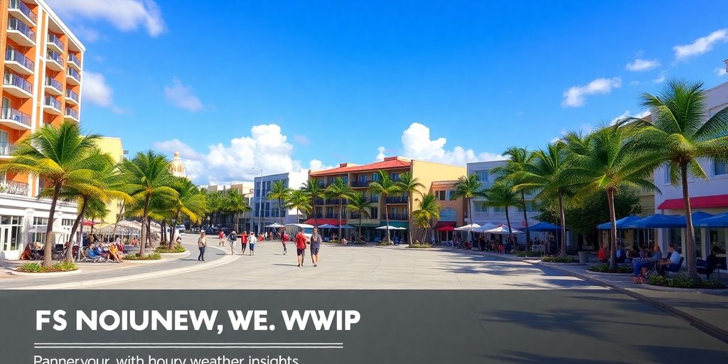 Sunny Aventura, Florida scene with palm trees and outdoor fun.