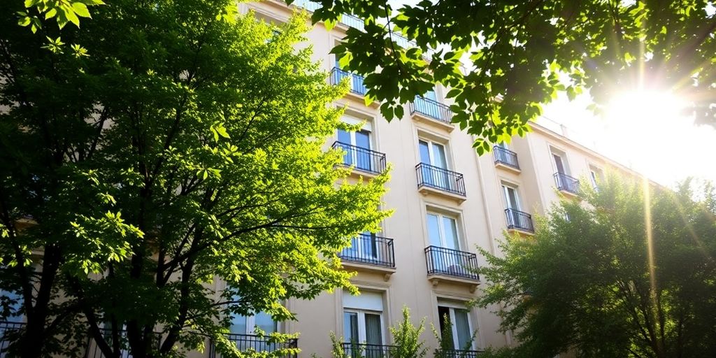 Edificio de apartamentos en Madrid con sol.