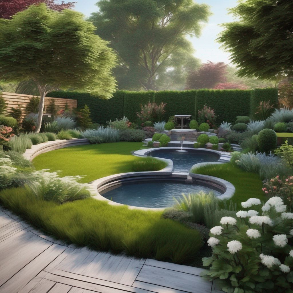 beautiful garden landscape design with focal point