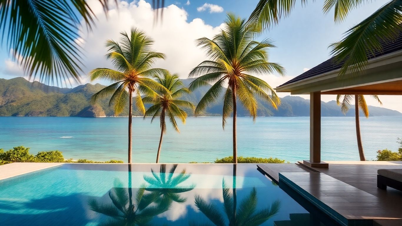 Luxury villa with infinity pool overlooking the ocean.