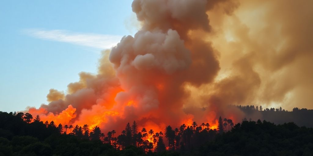 Incendies ravageant le paysage espagnol, flammes et fumée visibles.