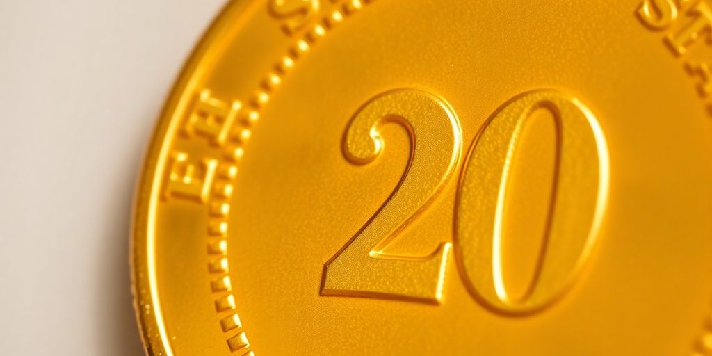 Une pièce d'or américaine de 20 dollars en gros plan.