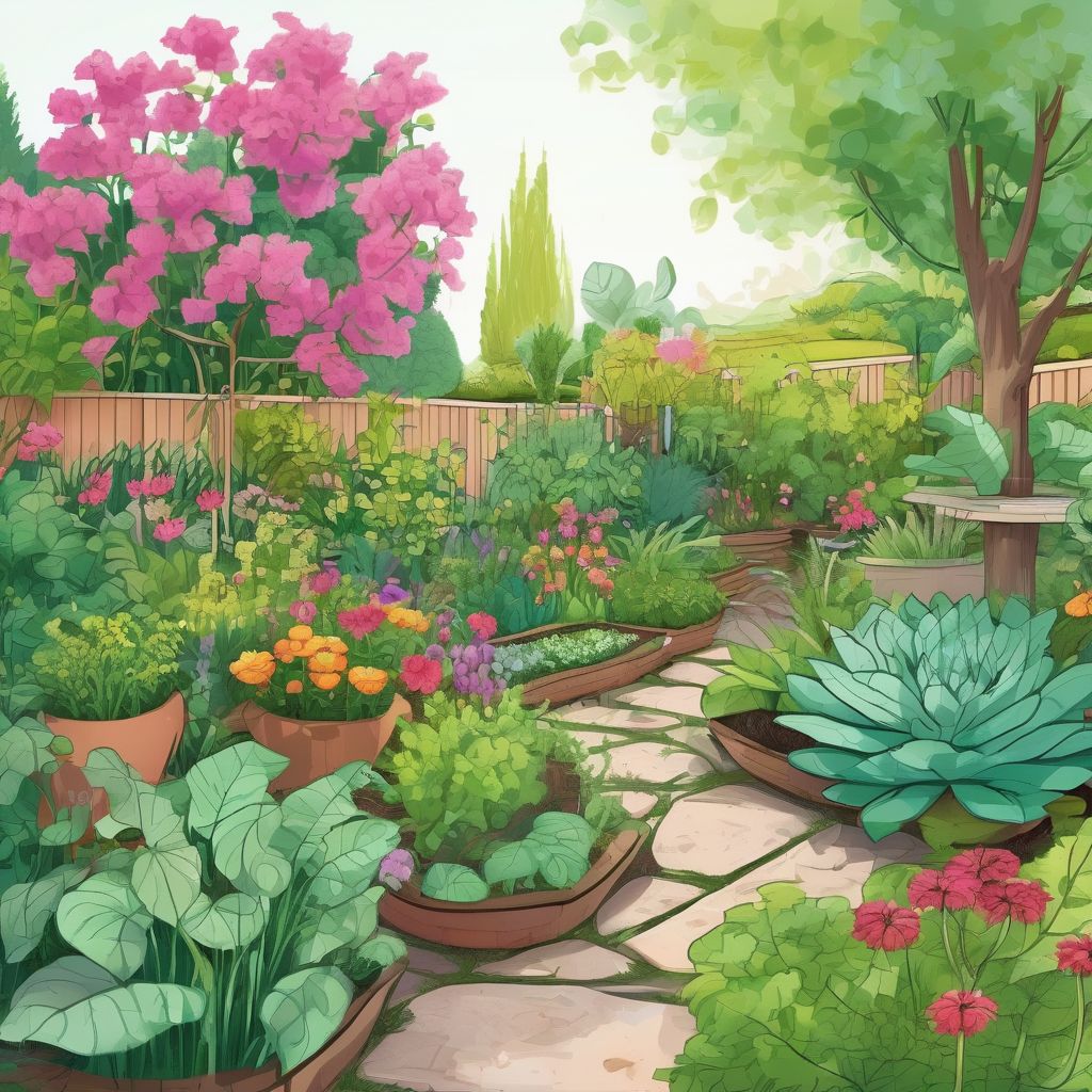 organic garden with lush plants and natural fertilizers