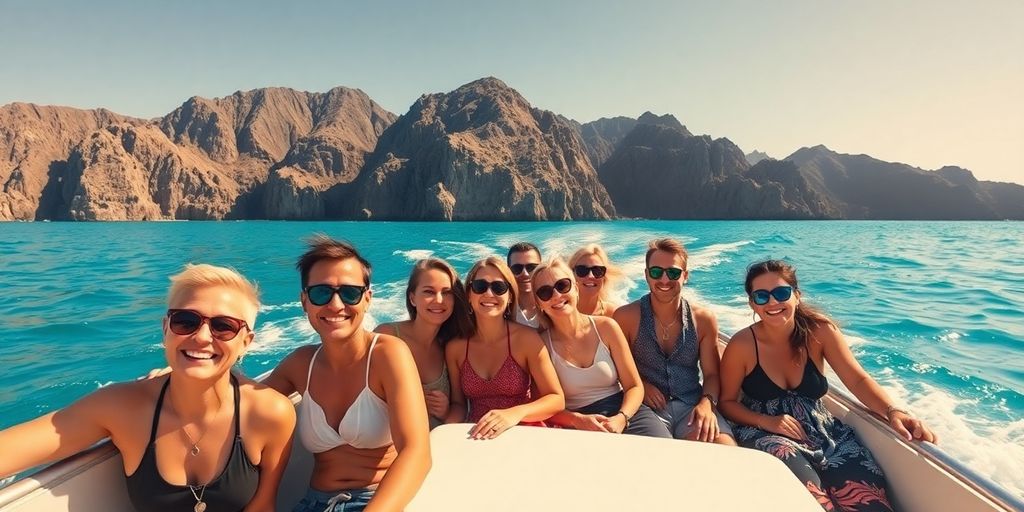 People enjoying boat tour, clear blue Cabo waters.