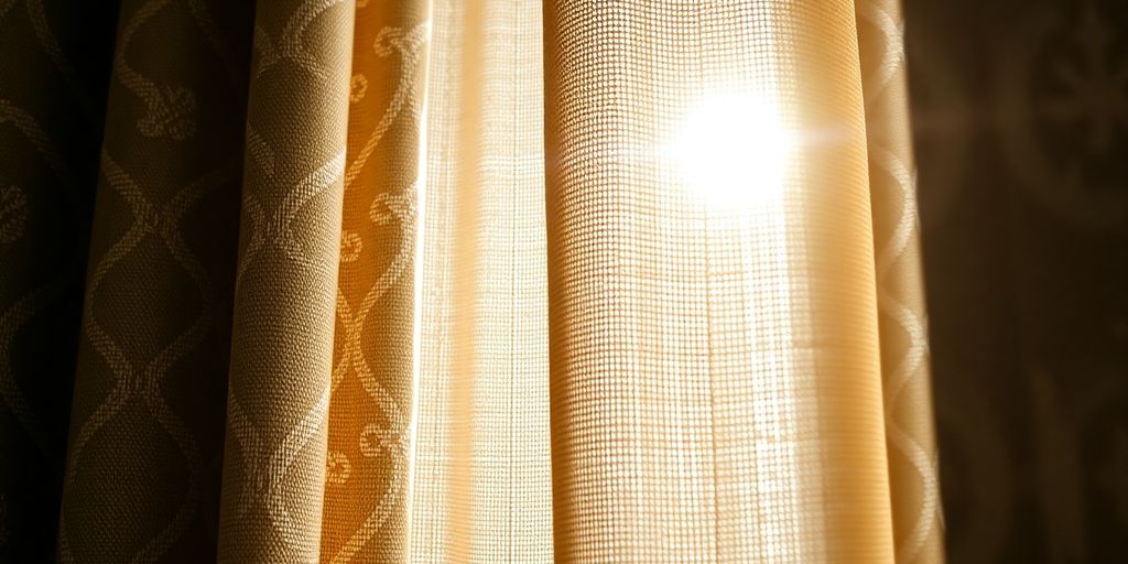 Oxford curtains in a window