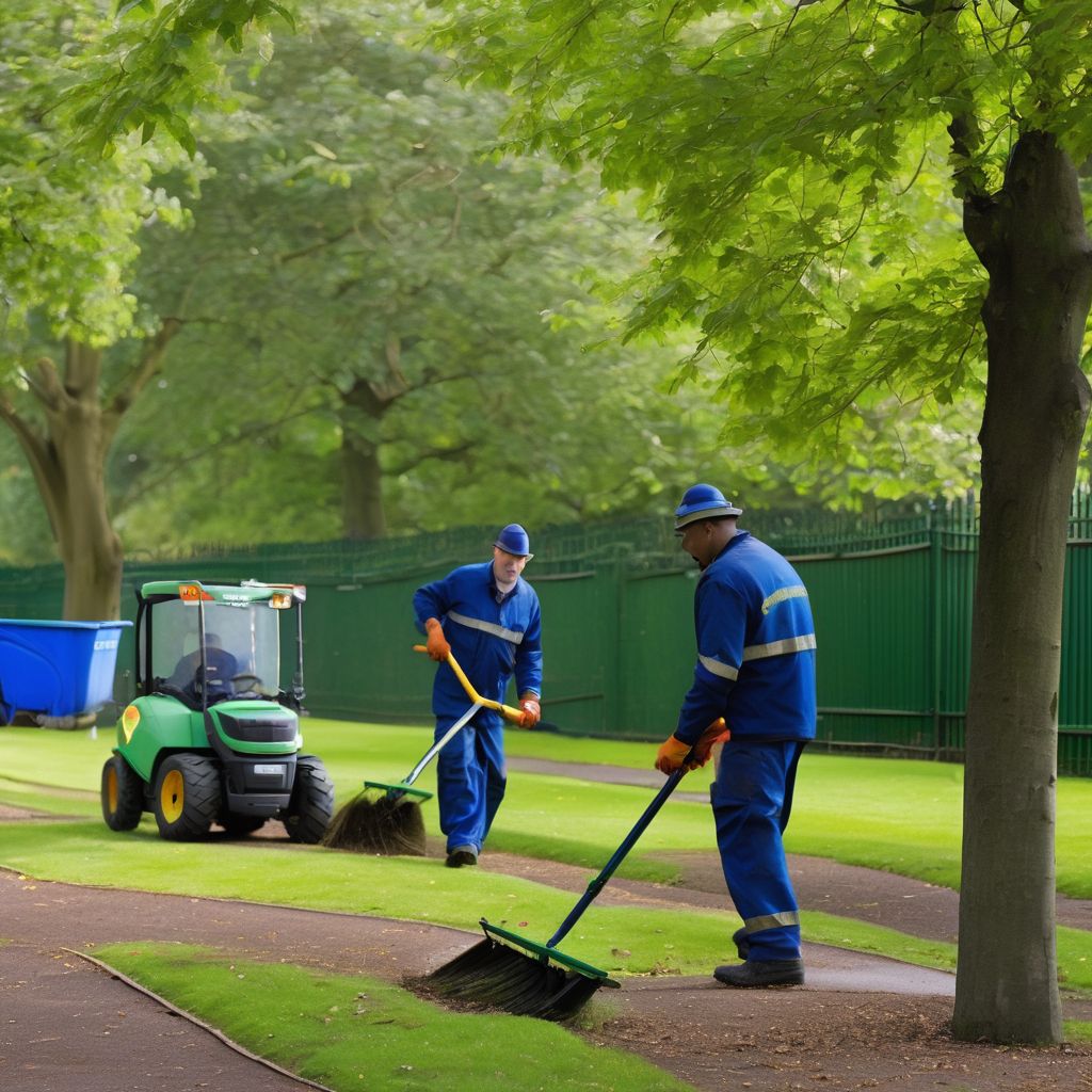 grounds maintenance workers in London park