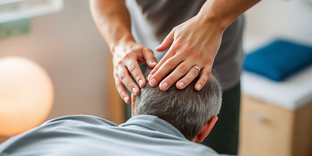 Chiropractor adjusting a patient's back.