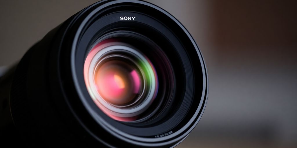 Objetivo Sony FE 85mm f/1.4 GM sobre un fondo desenfocado.