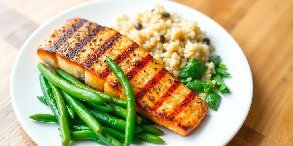 Heart-healthy meal on a plate.